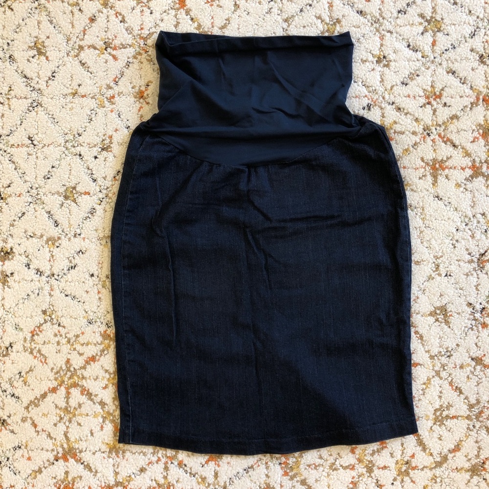 LED luxe essentials denim Maternity pencil skirt